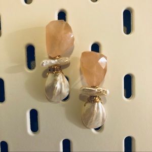 Nicola Bathie Mother of Pearl Rose Quartz Earrings